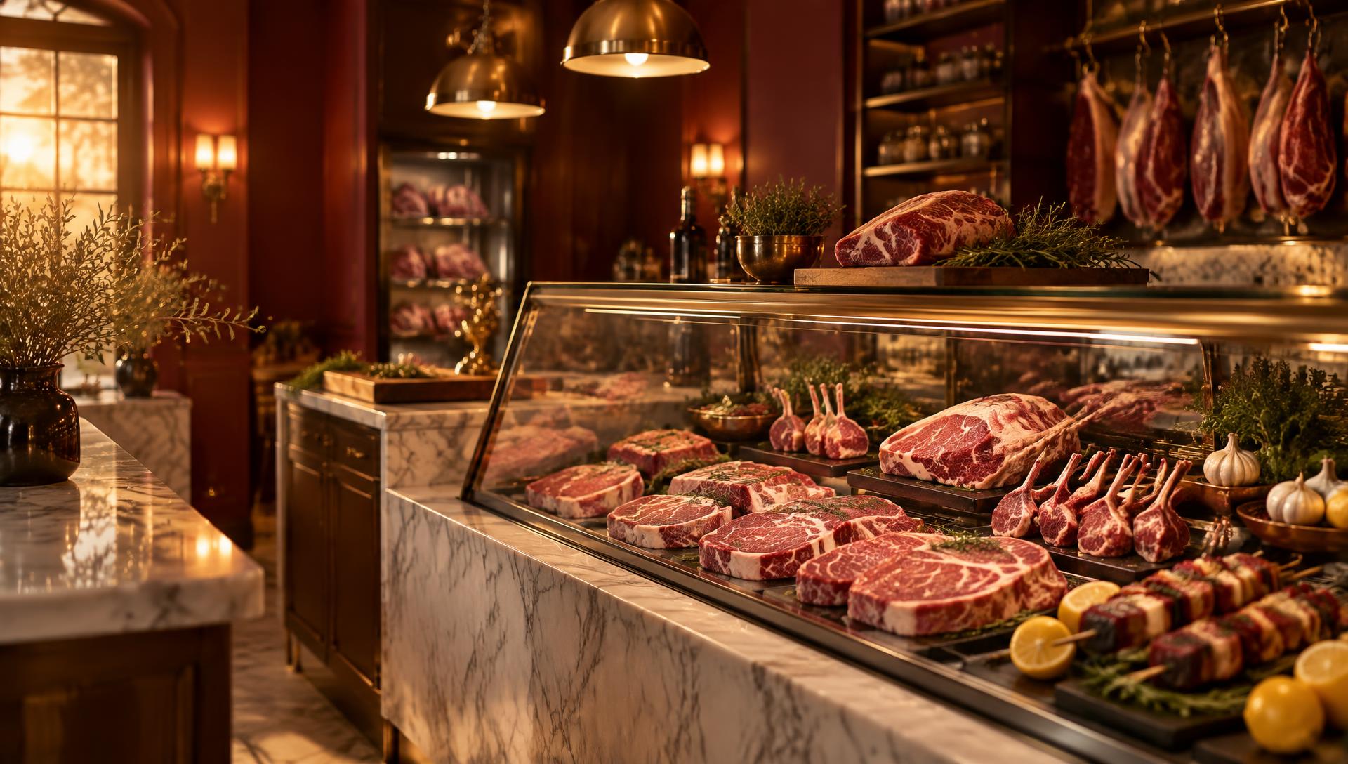Vitrine de la boucherie Chez Mima